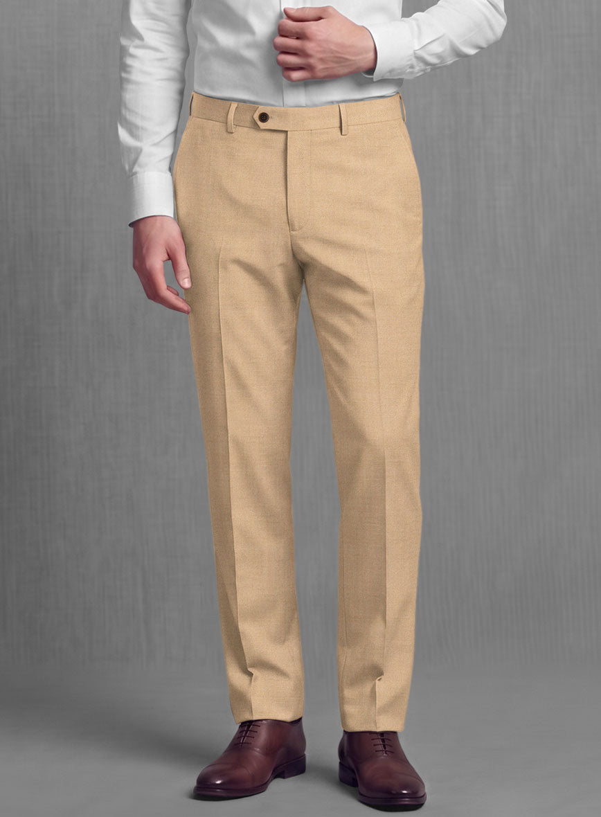 Lanificio Zegna Trofeo Mocha Beige Wool Pants - StudioSuits