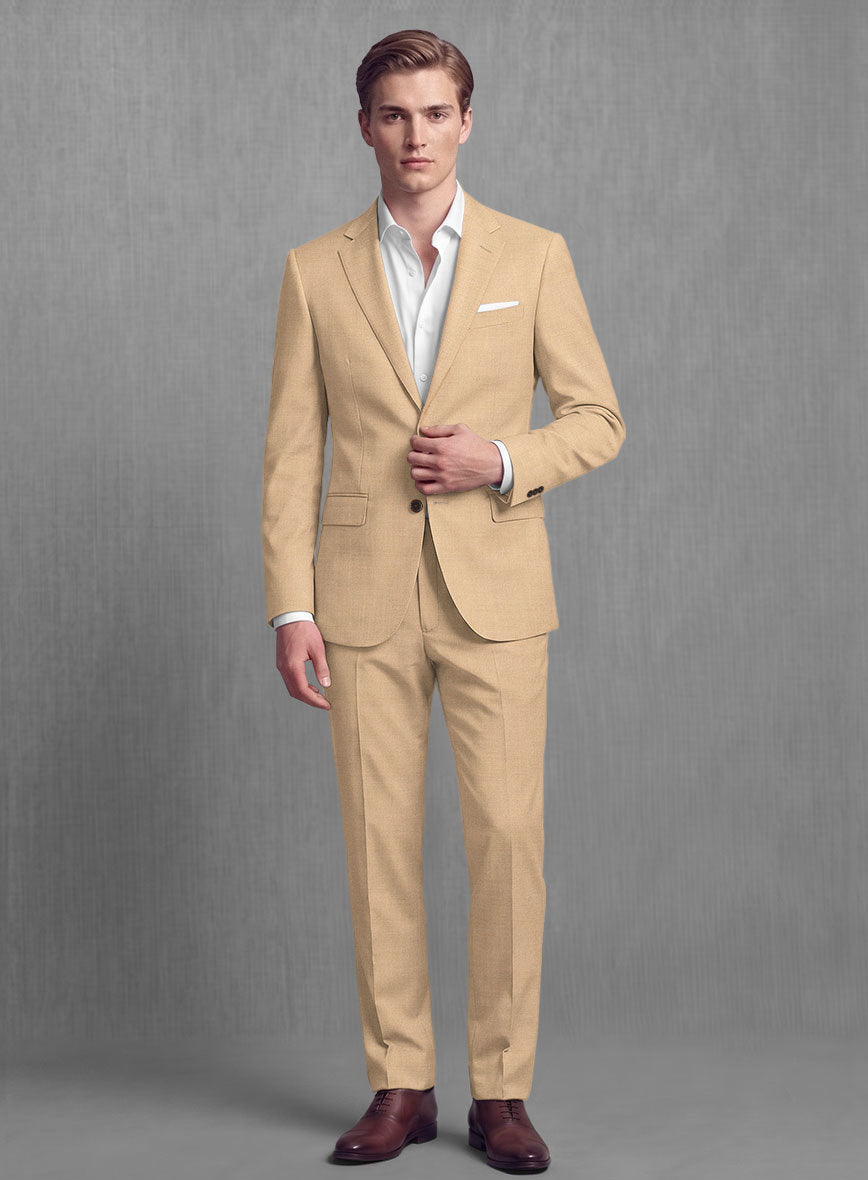 Lanificio Zegna Trofeo Mocha Beige Wool Suit - StudioSuits