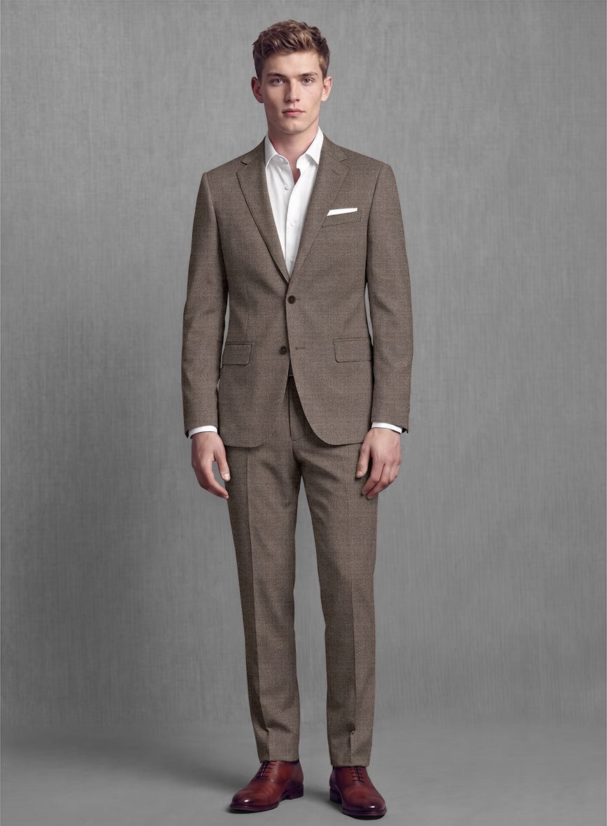 Lanificio Zegna Trofeo Mud Brown Wool Suit - StudioSuits