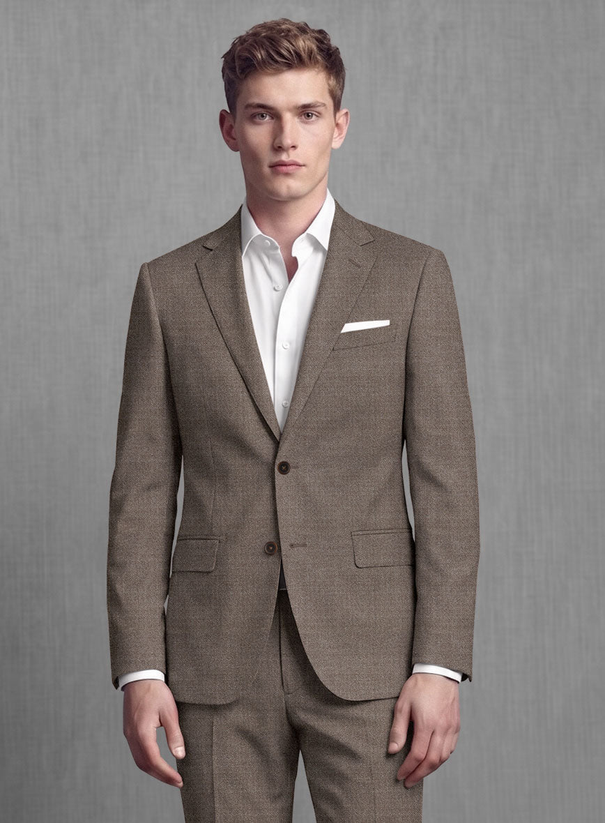 Lanificio Zegna Trofeo Mud Brown Wool Suit - StudioSuits
