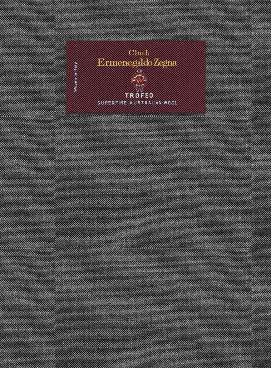 Lanificio Zegna Trofeo Sharkskin Charcoal Wool Pants - StudioSuits