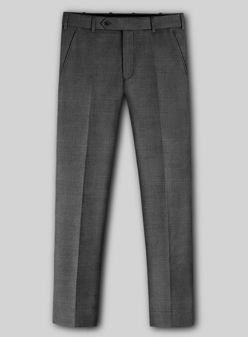 Lanificio Zegna Trofeo Sharkskin Charcoal Wool Pants - StudioSuits