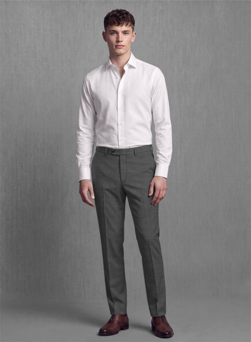 Lanificio Zegna Trofeo Sharkskin Charcoal Wool Pants - StudioSuits