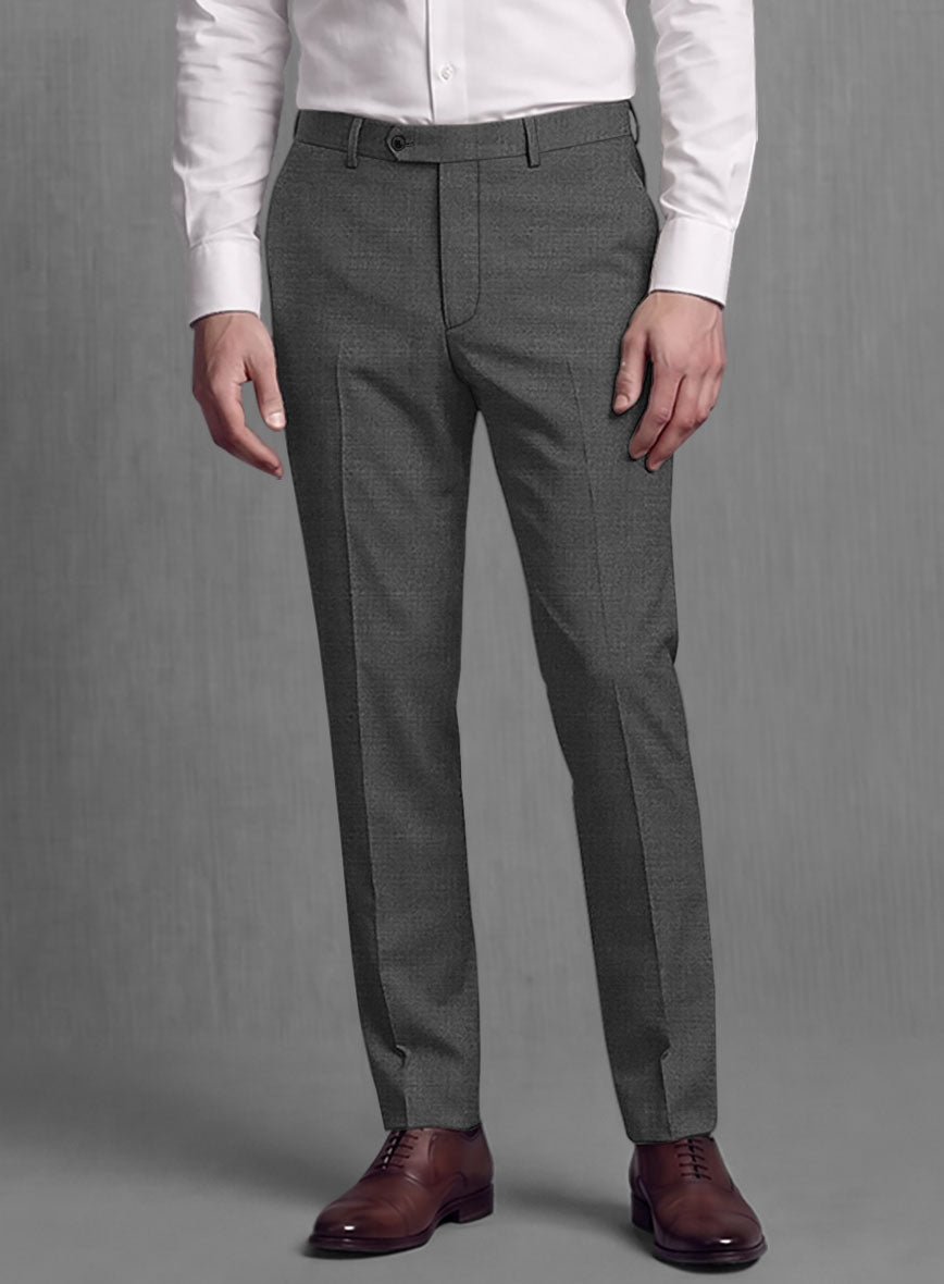 Lanificio Zegna Trofeo Sharkskin Charcoal Wool Pants - StudioSuits