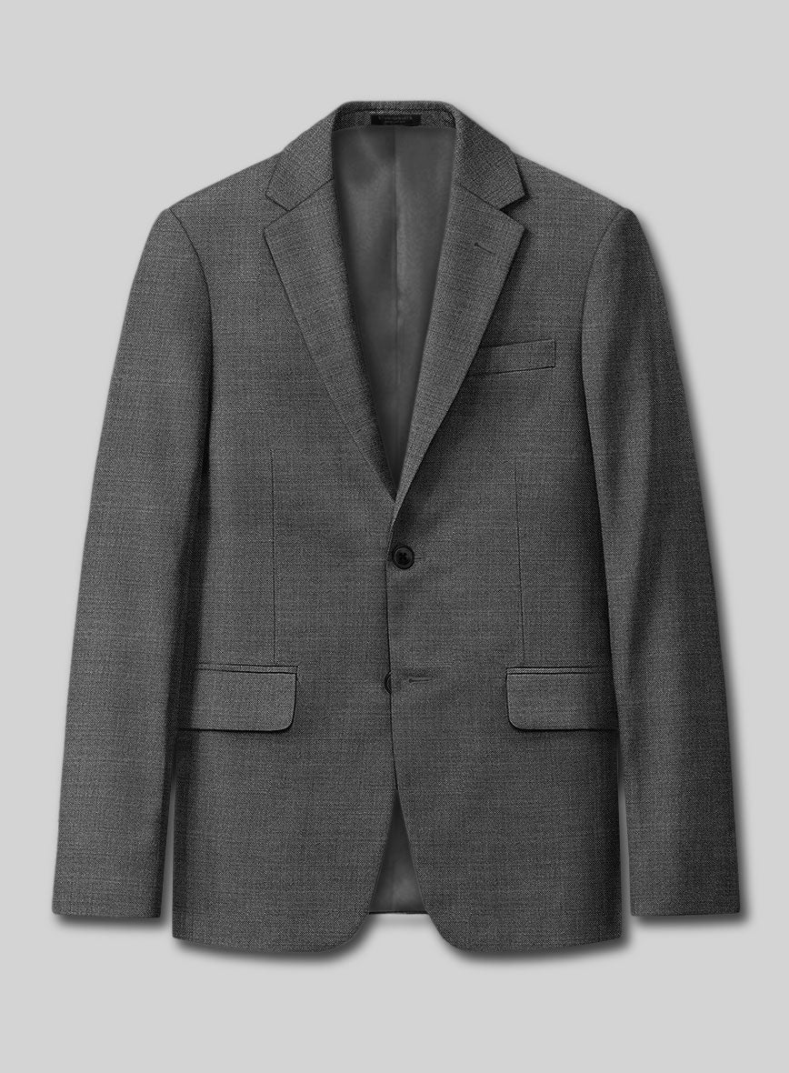 Lanificio Zegna Trofeo Sharkskin Charcoal Wool Suit - StudioSuits