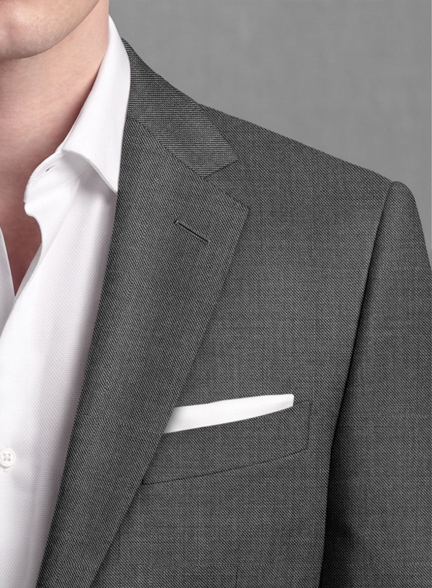 Lanificio Zegna Trofeo Sharkskin Charcoal Wool Suit - StudioSuits