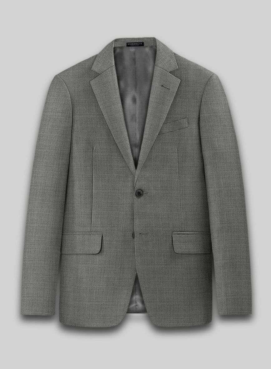 Lanificio Zegna Trofeo Sharkskin Gray Wool Jacket - StudioSuits