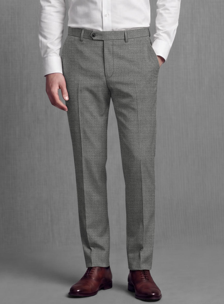 Lanificio Zegna Trofeo Sharkskin Gray Wool Pants - StudioSuits