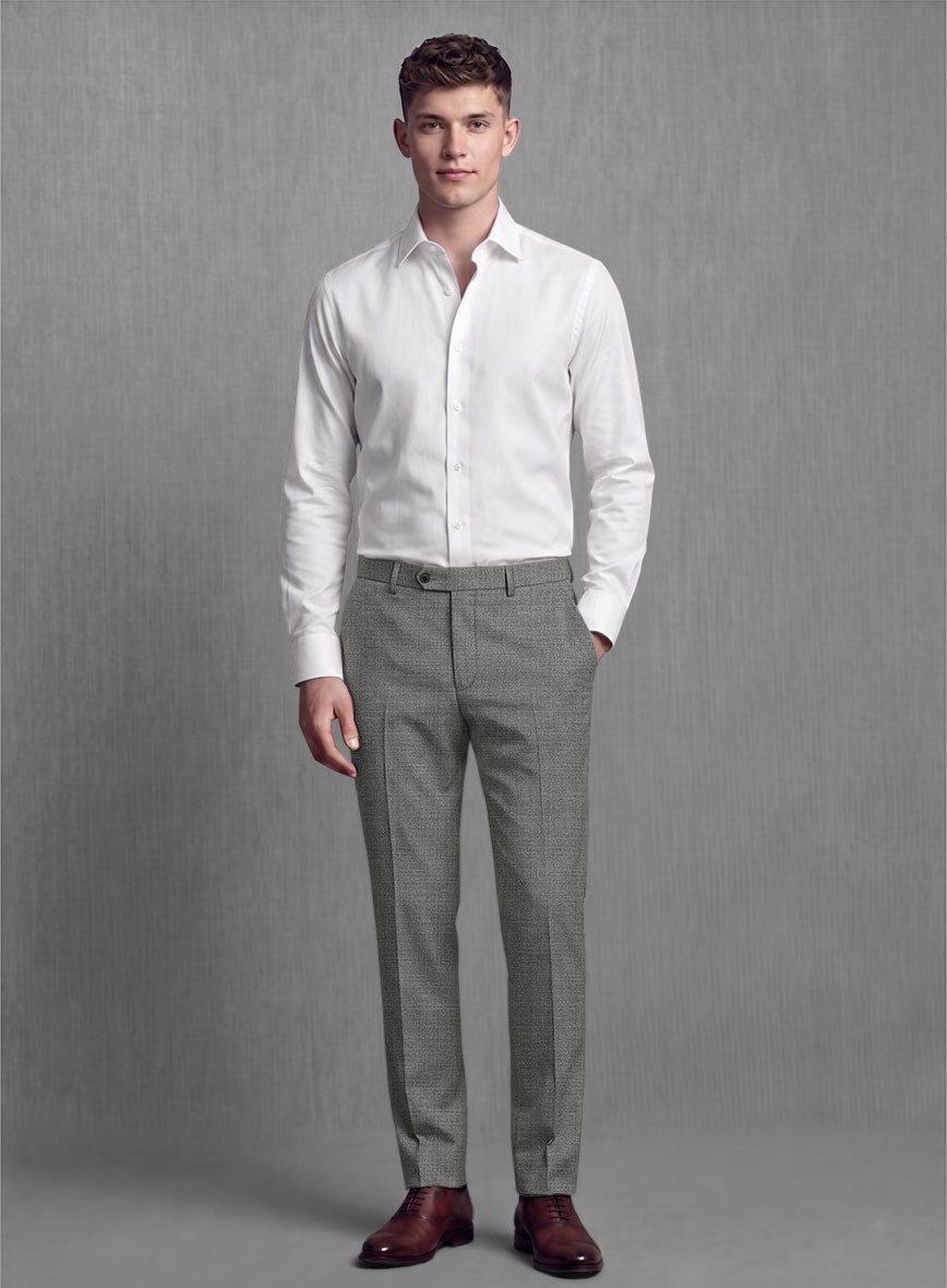Lanificio Zegna Trofeo Sharkskin Gray Wool Pants - StudioSuits