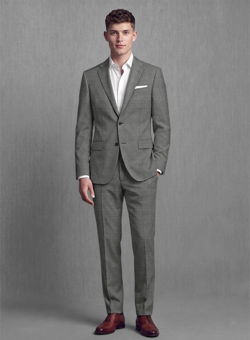 Lanificio Zegna Trofeo Sharkskin Gray Wool Suit - StudioSuits