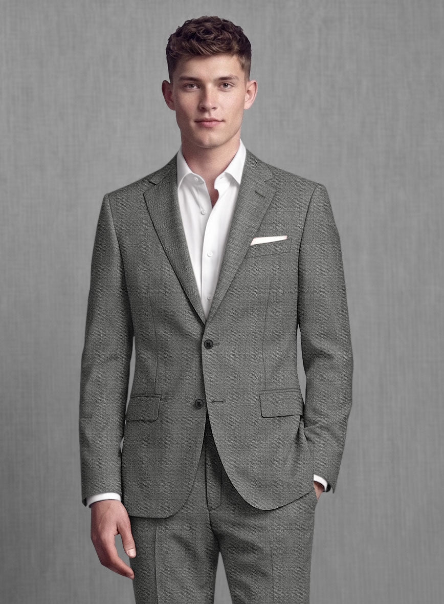 Lanificio Zegna Trofeo Sharkskin Gray Wool Suit - StudioSuits