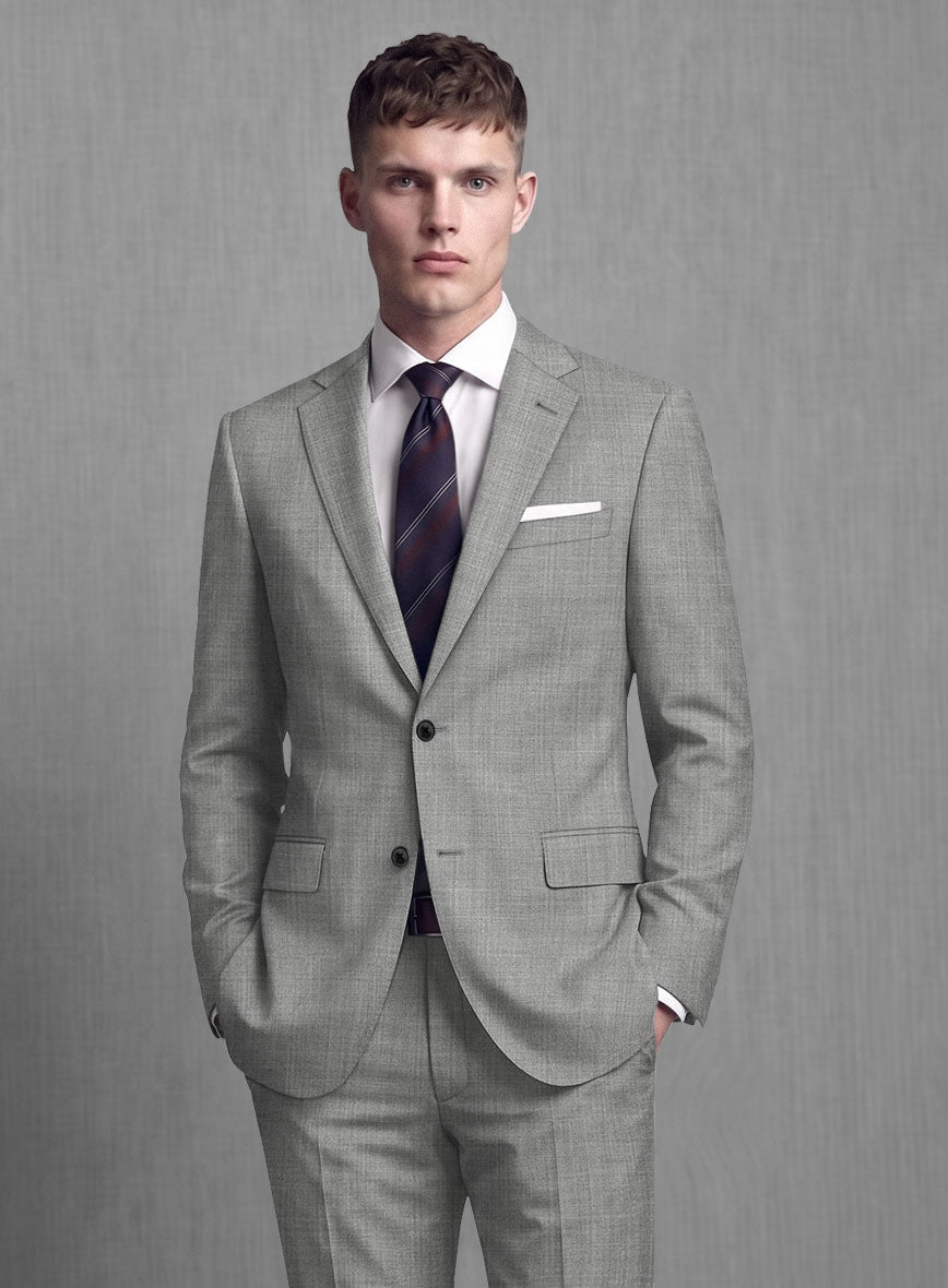 Lanificio Zegna Trofeo Sharkskin Light Gray Wool Jacket - StudioSuits