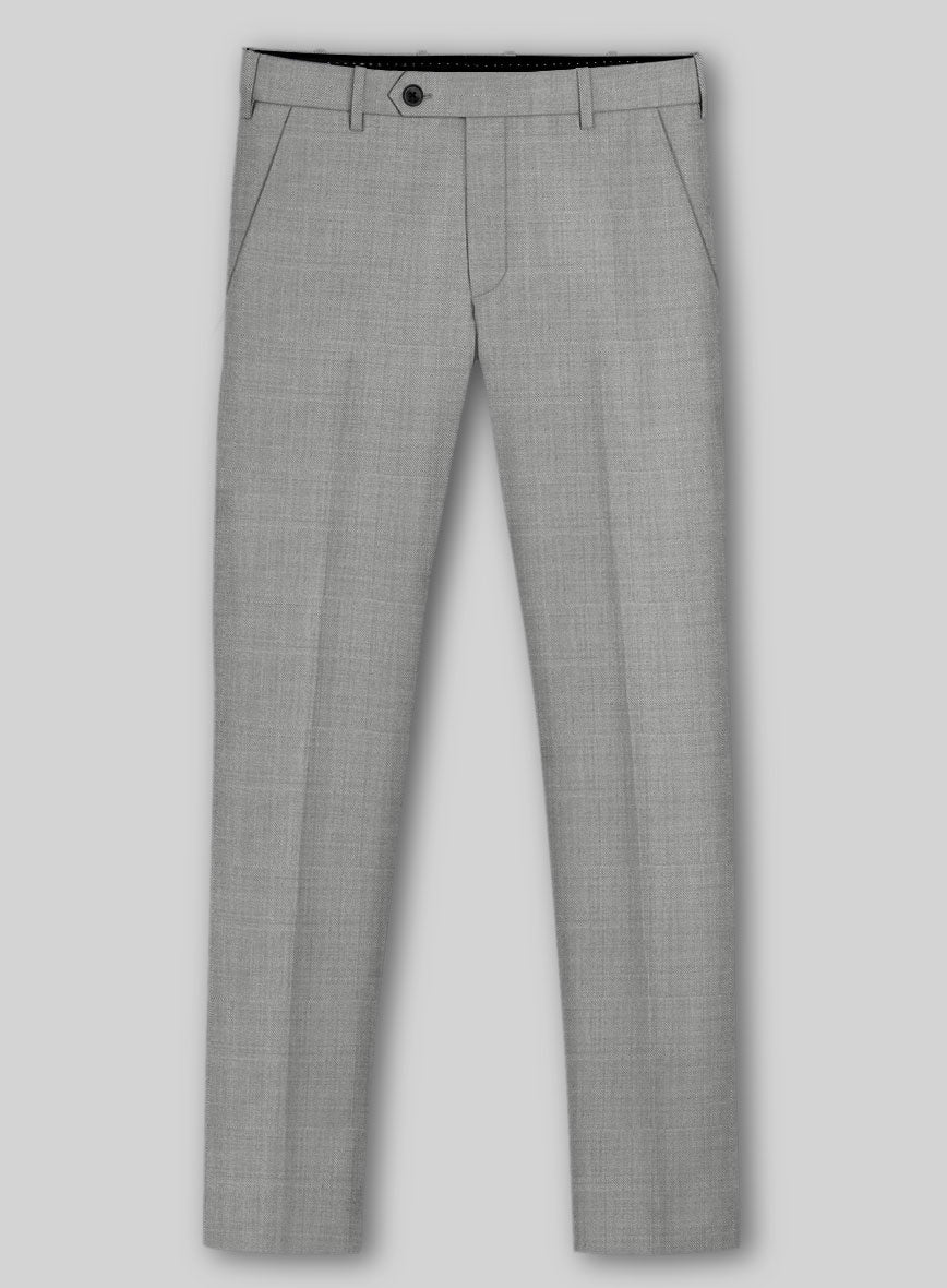Lanificio Zegna Trofeo Sharkskin Light Gray Wool Pants - StudioSuits