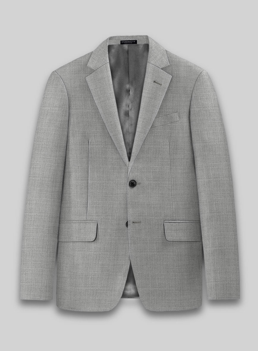 Lanificio Zegna Trofeo Sharkskin Light Gray Wool Suit - StudioSuits