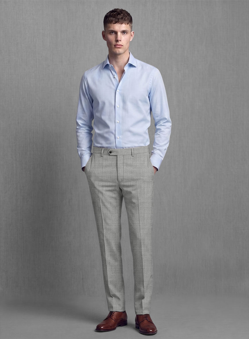 Lanificio Zegna Trofeo Sharkskin Light Gray Wool Suit - StudioSuits