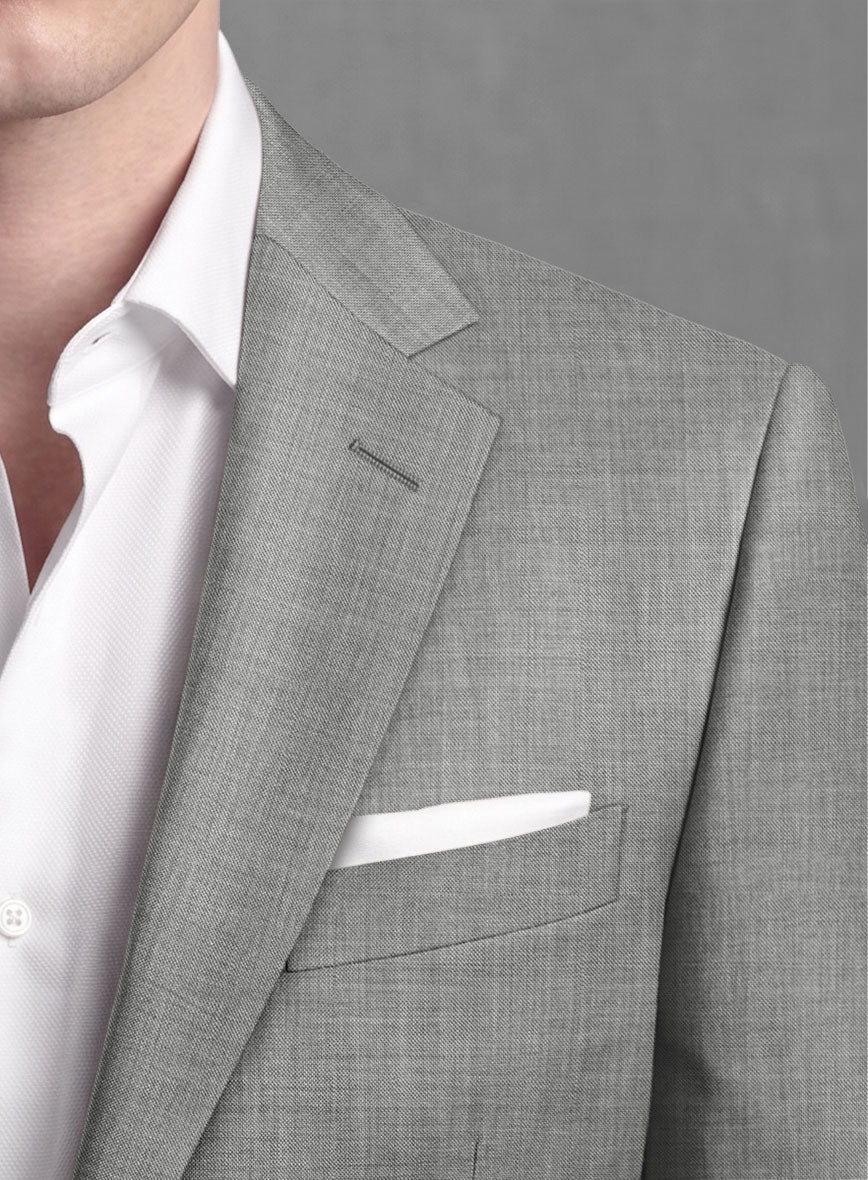 Lanificio Zegna Trofeo Sharkskin Light Gray Wool Suit - StudioSuits