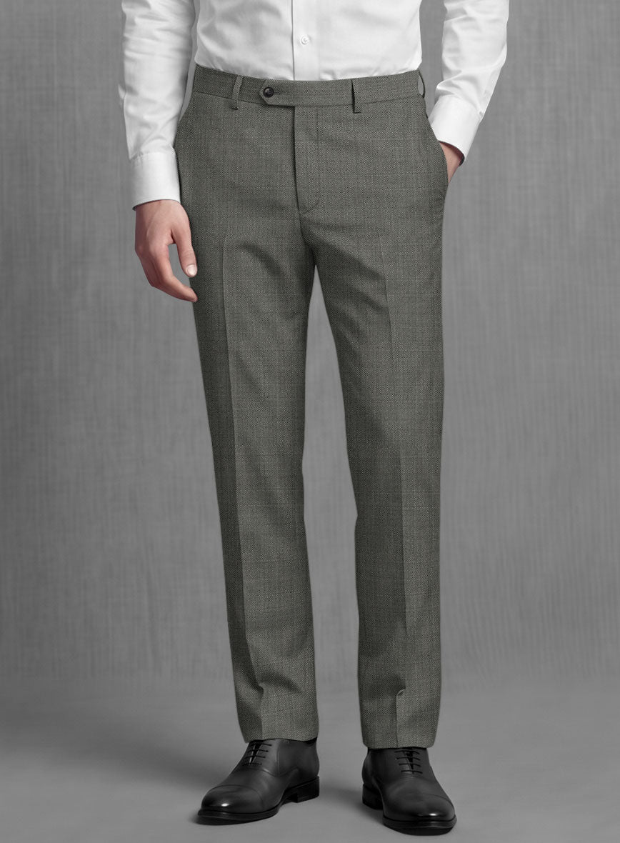Lanificio Zegna Trofeo Sharkskin Mid Gray Wool Pants - StudioSuits