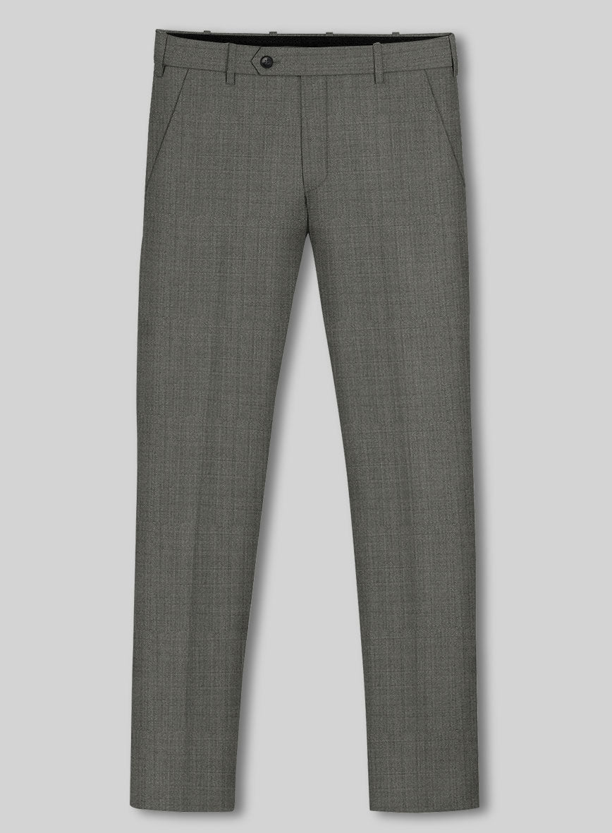 Lanificio Zegna Trofeo Sharkskin Mid Gray Wool Pants - StudioSuits