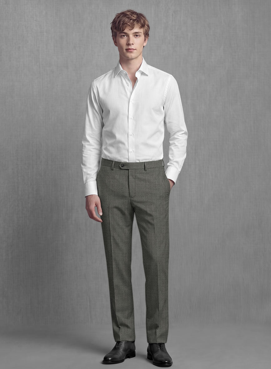 Lanificio Zegna Trofeo Sharkskin Mid Gray Wool Pants - StudioSuits