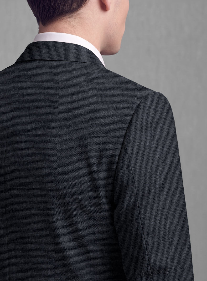 Lanificio Zegna Trofeo Sharkskin Navy Blue Wool Suit - StudioSuits