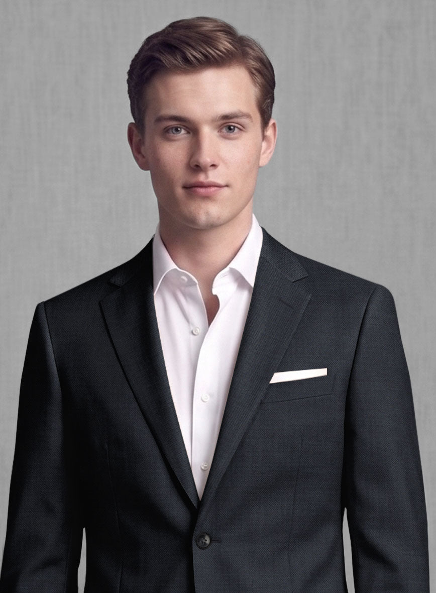 Lanificio Zegna Trofeo Sharkskin Navy Blue Wool Suit - StudioSuits
