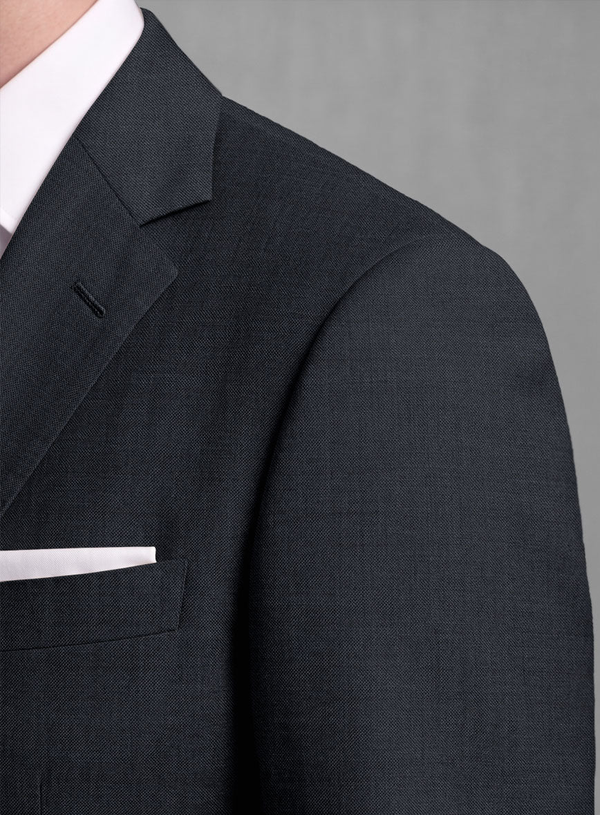 Lanificio Zegna Trofeo Sharkskin Navy Blue Wool Suit - StudioSuits