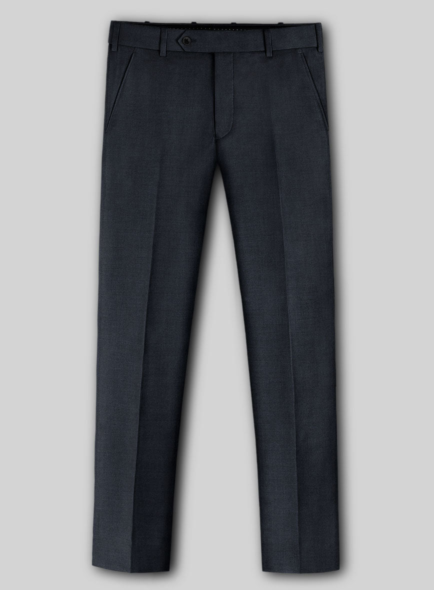 Lanificio Zegna Trofeo Sharkskin Navy Blue Wool Suit - StudioSuits