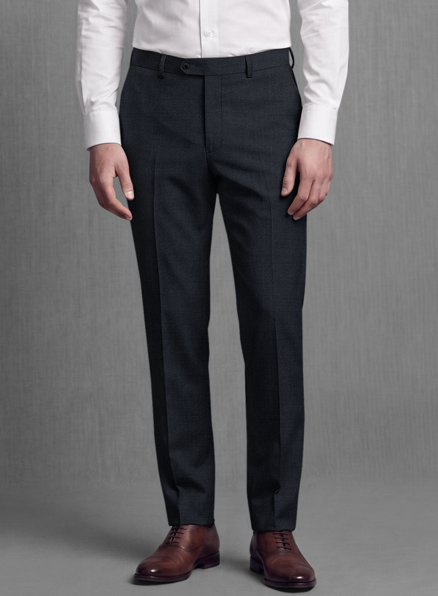 Lanificio Zegna Trofeo Sharkskin Navy Blue Wool Suit - StudioSuits