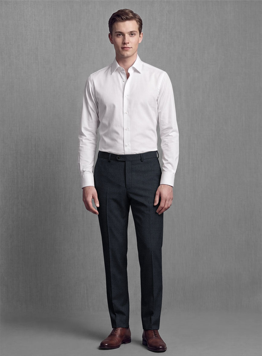 Lanificio Zegna Trofeo Sharkskin Navy Blue Wool Suit - StudioSuits