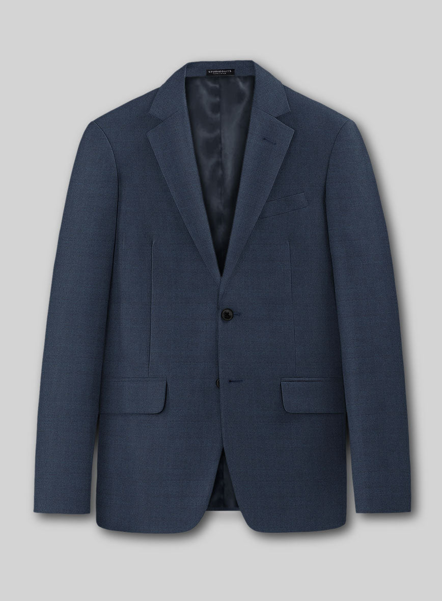 Lanificio Zegna Trofeo Sharkskin Royal Blue Wool Jacket - StudioSuits