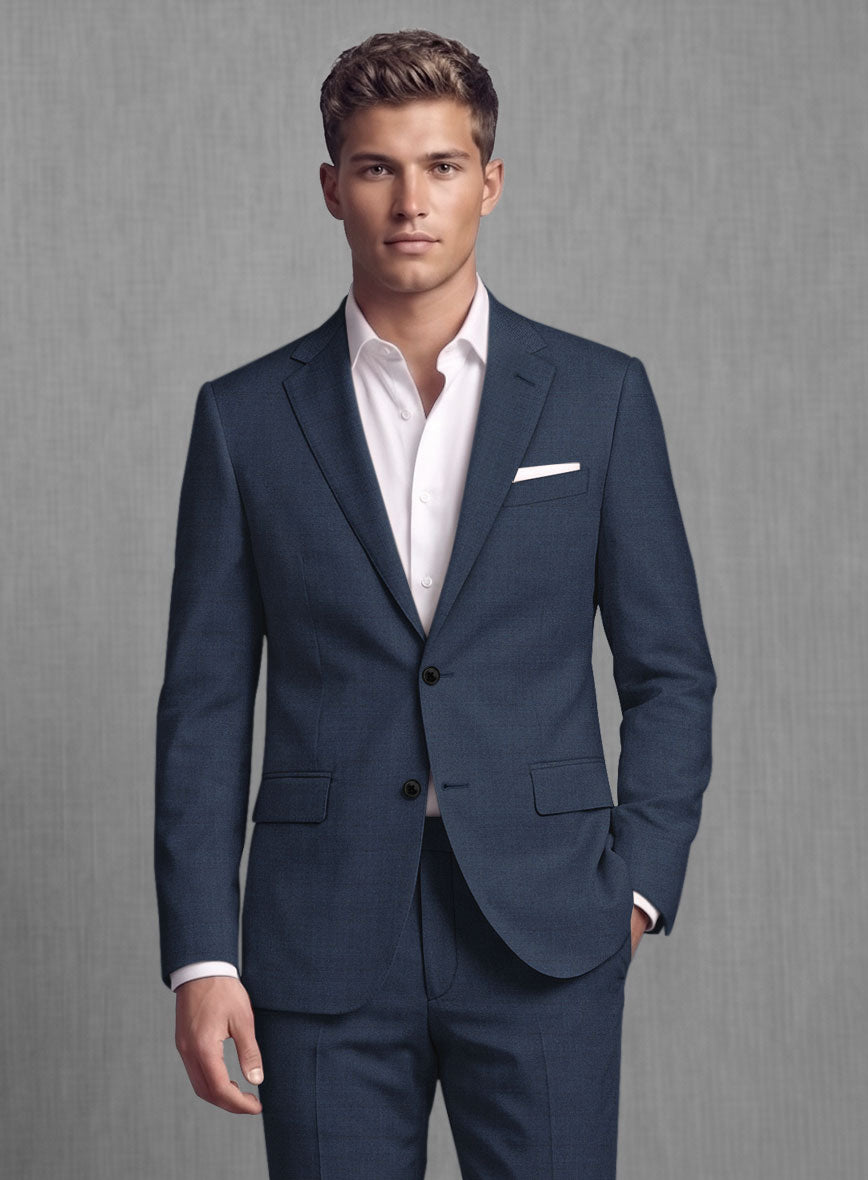 Lanificio Zegna Trofeo Sharkskin Royal Blue Wool Jacket - StudioSuits