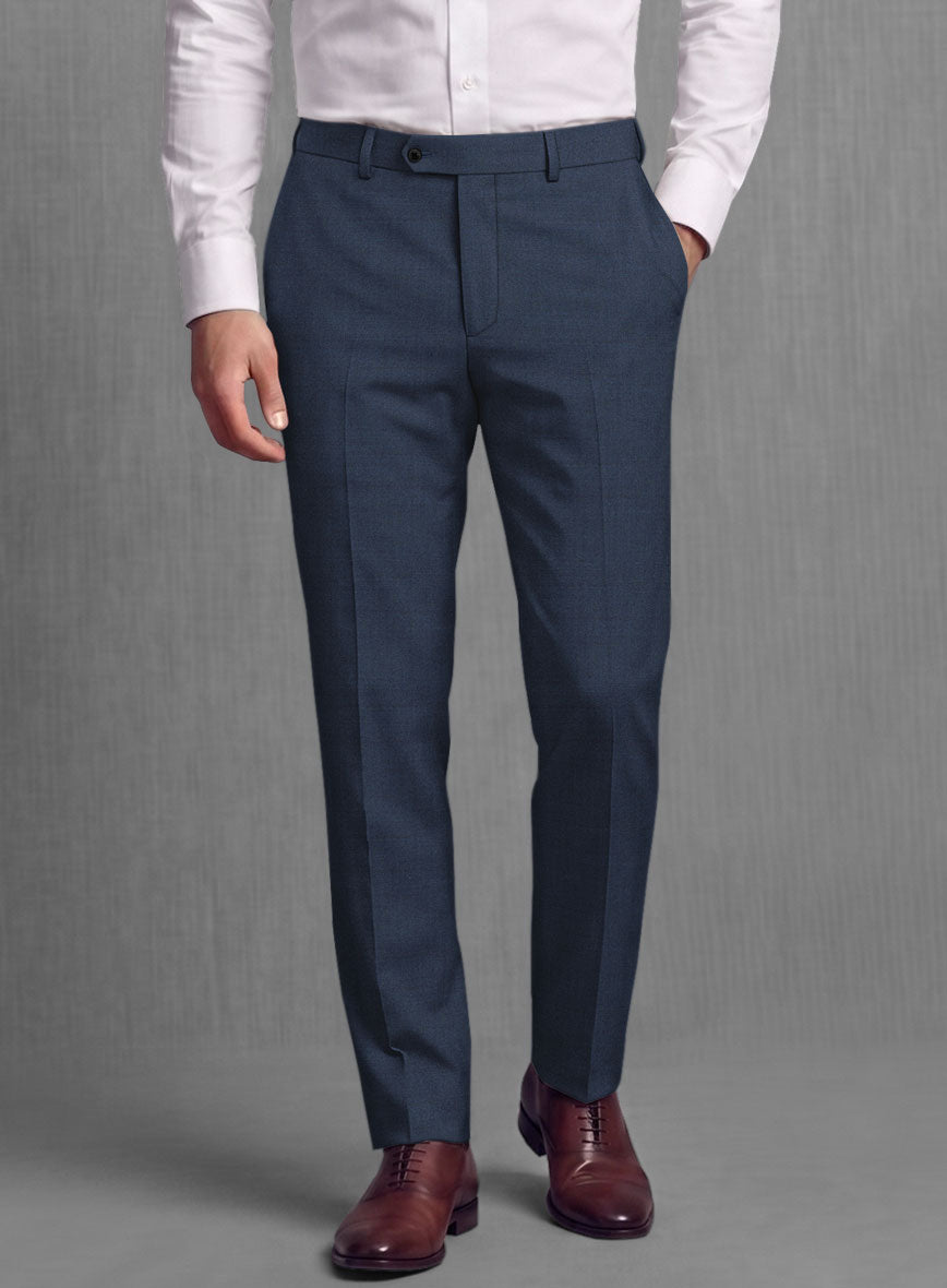 Lanificio Zegna Trofeo Sharkskin Royal Blue Wool Suit - StudioSuits