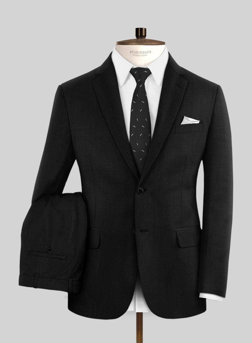 Lanificio Zegna Deep Black Wool Suit - StudioSuits