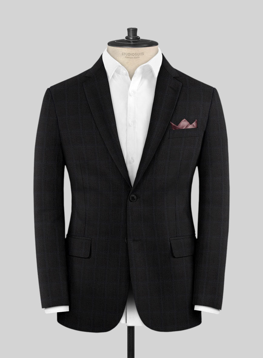 Lanificio Zegna Electa Corta Black Checks Wool Suit - StudioSuits