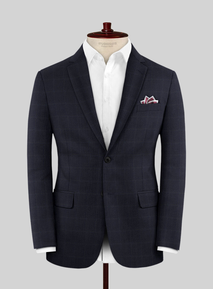 Lanificio Zegna Electa Corta Blue Checks Wool Jacket - StudioSuits