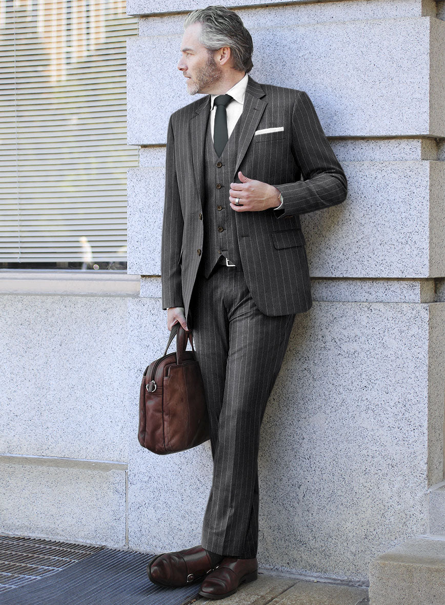 Lanificio Zegna Loop Adana Gray Stripe Wool Suit - StudioSuits