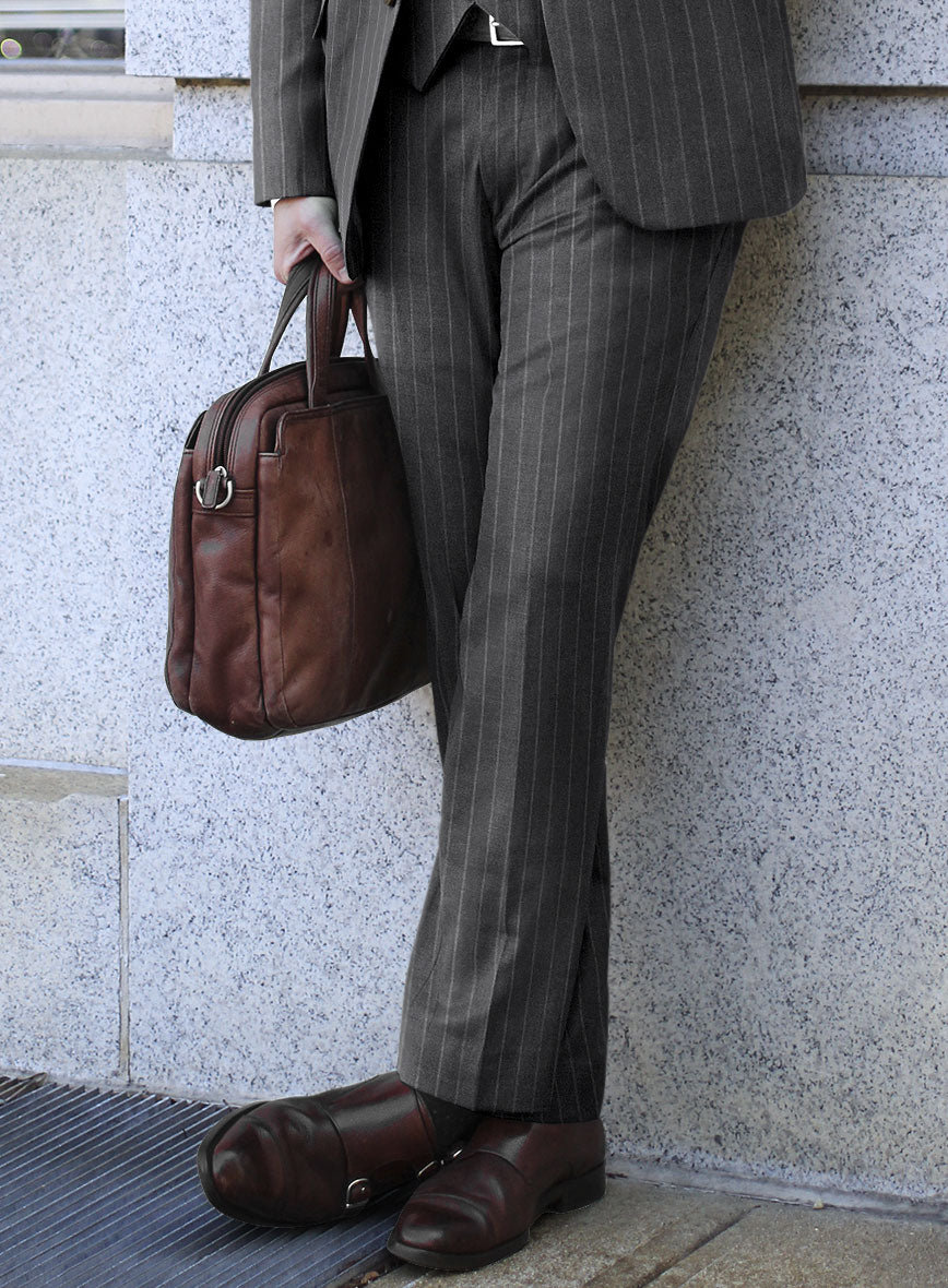 Lanificio Zegna Loop Adana Gray Stripe Wool Suit - StudioSuits