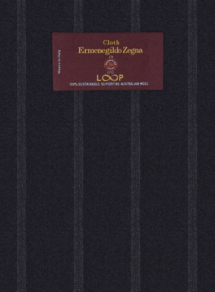 Lanificio Zegna Loop Dovana Blue Stripe Wool Jacket - StudioSuits