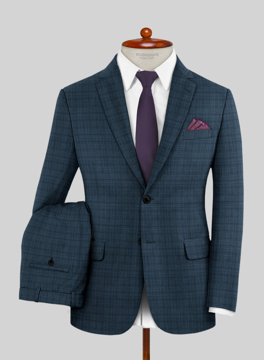 Lanificio Zegna Loop Sas Blue Checks Wool Suit - StudioSuits