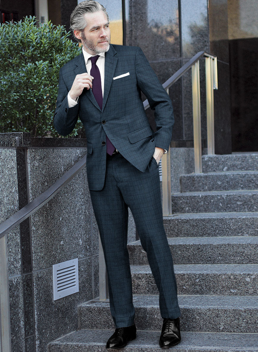 Lanificio Zegna Loop Sas Blue Checks Wool Suit - StudioSuits