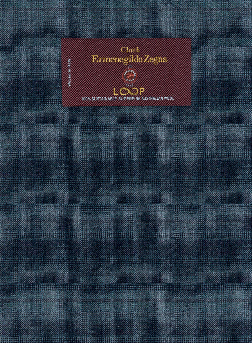 Lanificio Zegna Loop Sas Blue Checks Wool Suit - StudioSuits