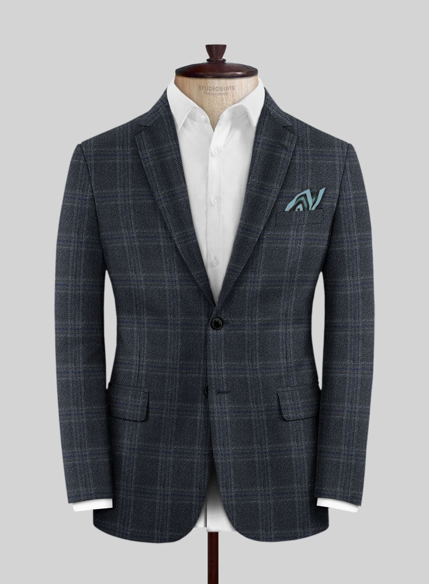 Lanificio Zegna Loop Verone Blue Checks Wool Jacket - StudioSuits