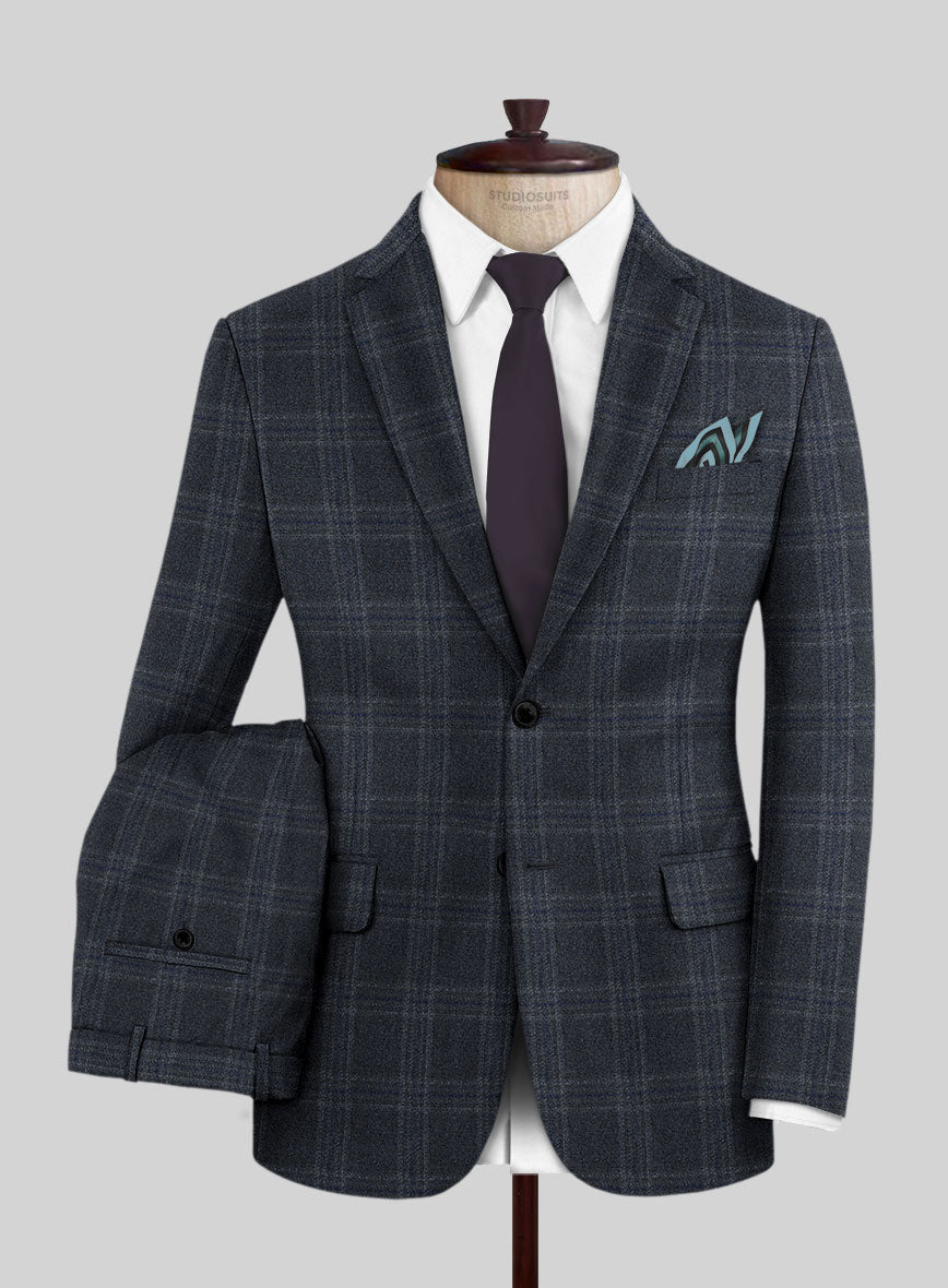Lanificio Zegna Loop Verone Blue Checks Wool Suit - StudioSuits