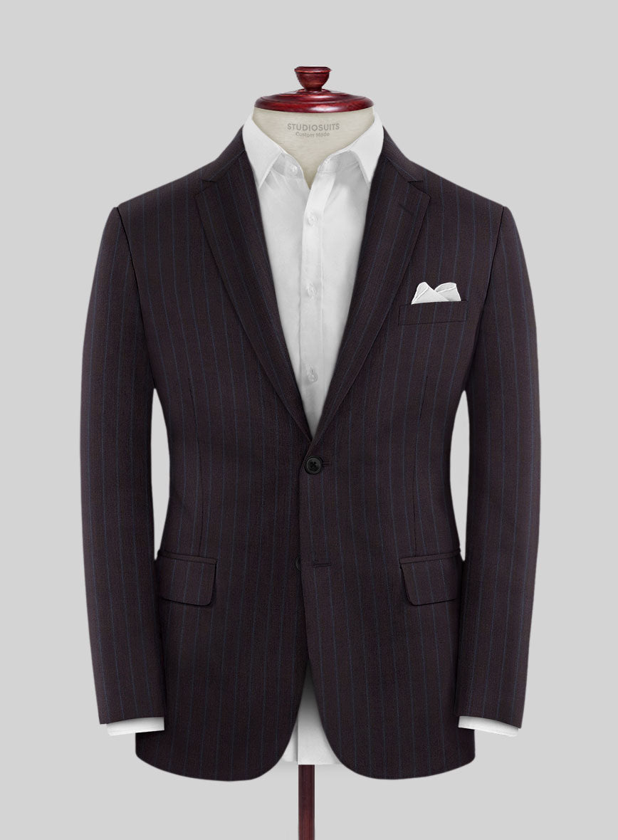 Lanificio Zegna Trofeo Dexi Dark Maroon Stripe Wool Jacket - StudioSuits