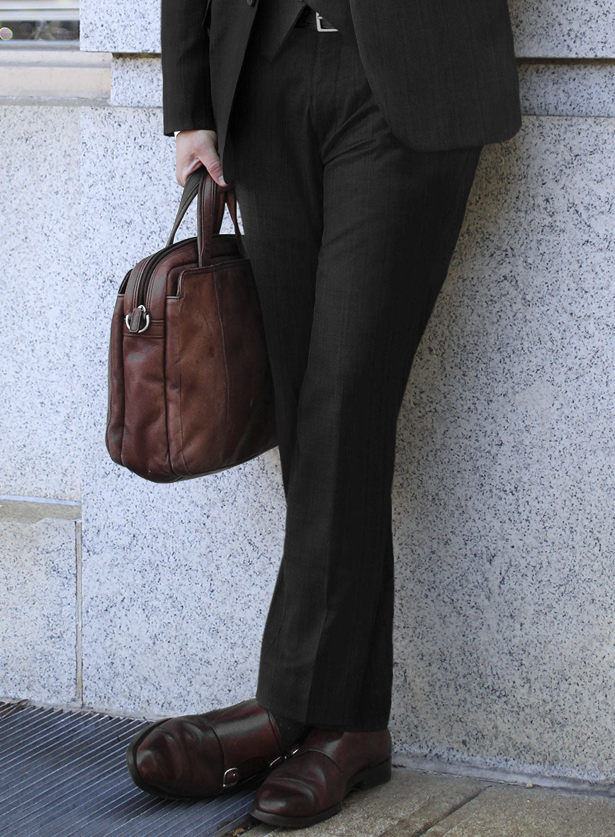 Lanificio Zegna Traveller Adiel Black Stripe Wool Pants - StudioSuits