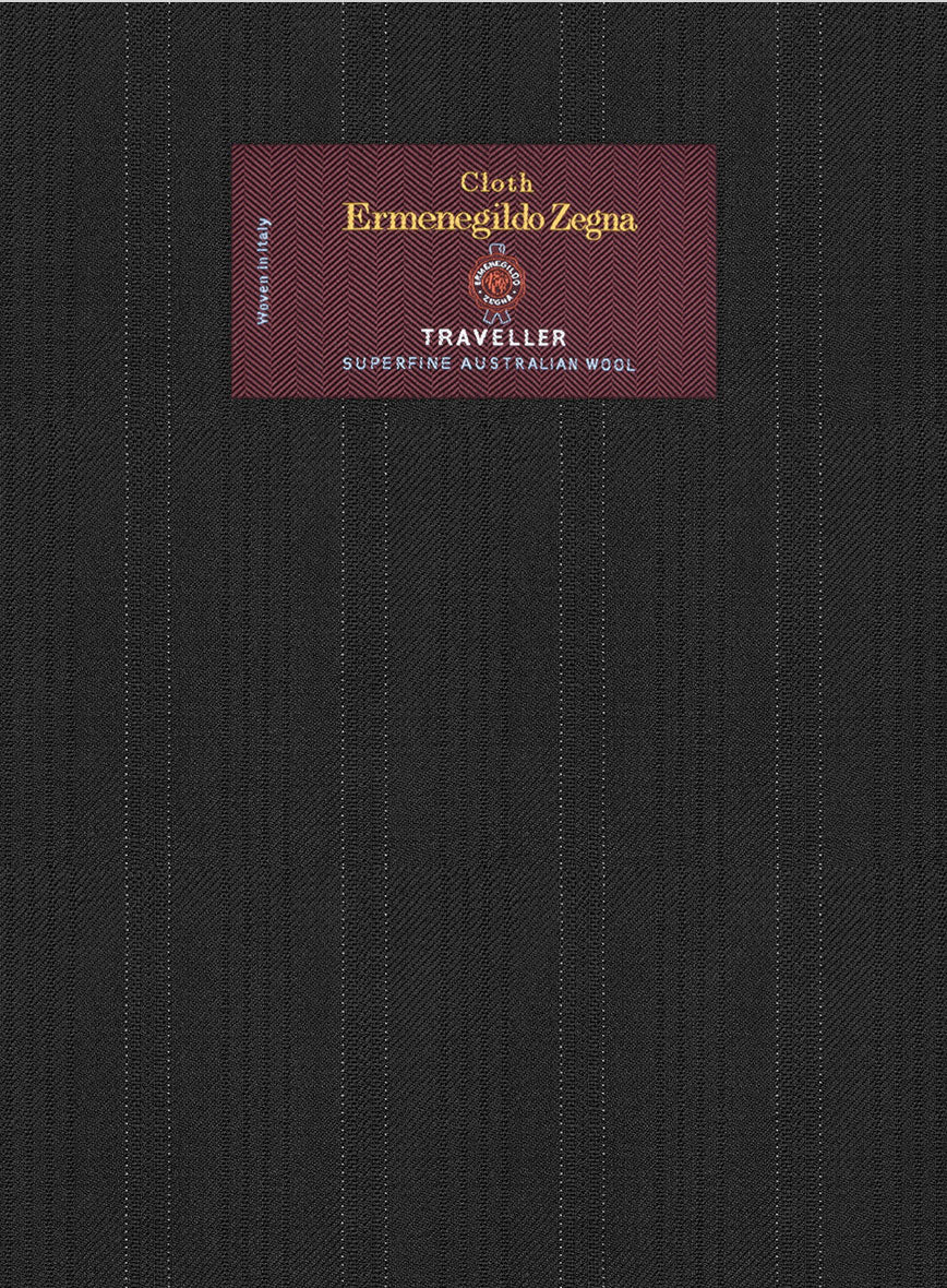 Lanificio Zegna Traveller Adiel Black Stripe Wool Pants - StudioSuits