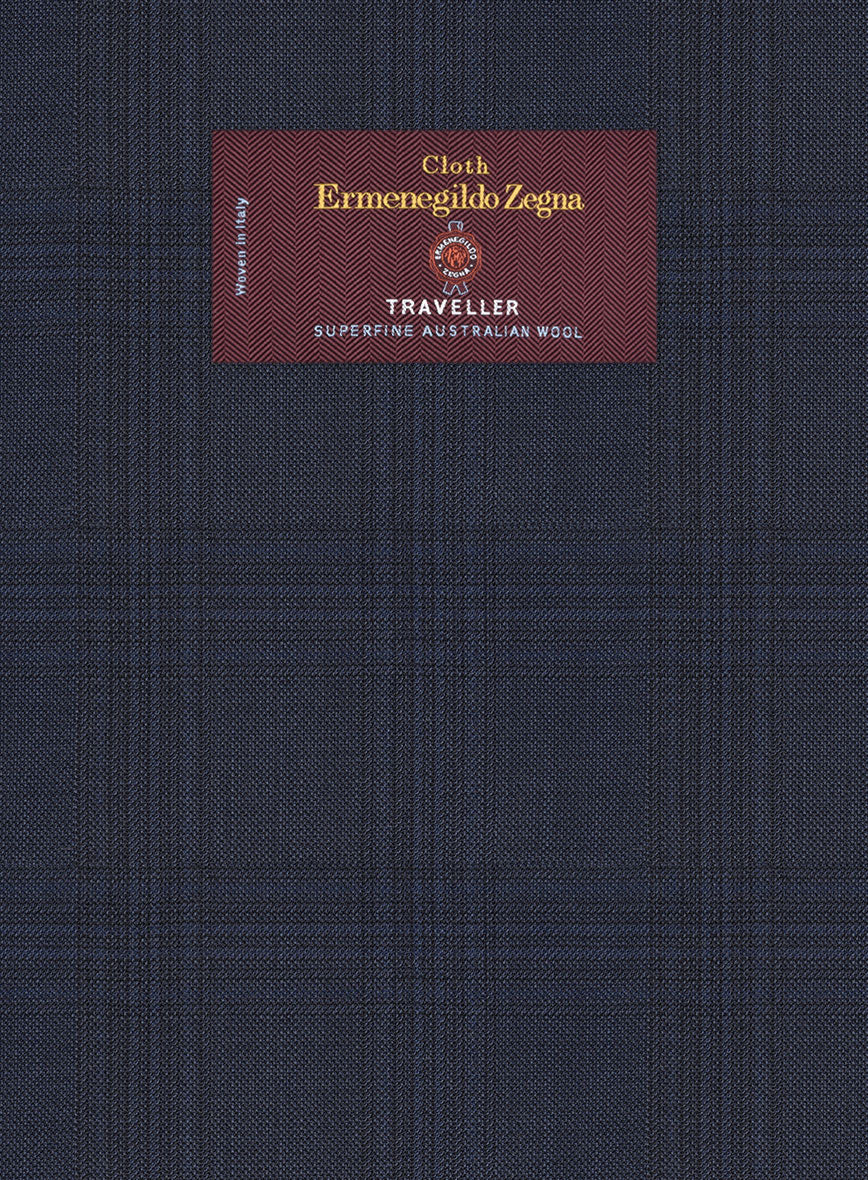 Lanificio Zegna Traveller Isai Blue Checks Wool Jacket - StudioSuits