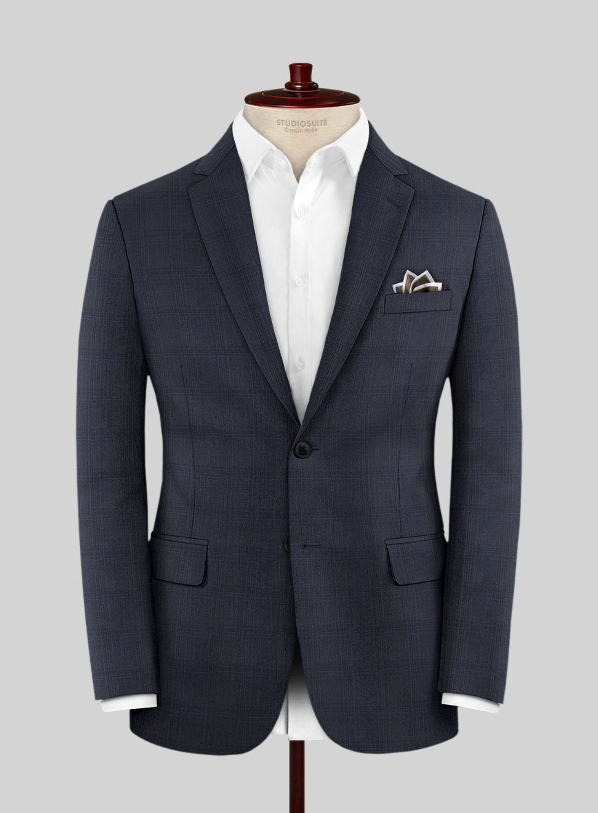 Lanificio Zegna Traveller Isai Blue Checks Wool Jacket - StudioSuits