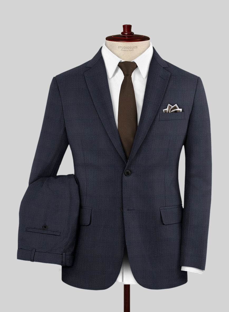 Lanificio Zegna Traveller Isai Blue Checks Wool Suit - StudioSuits