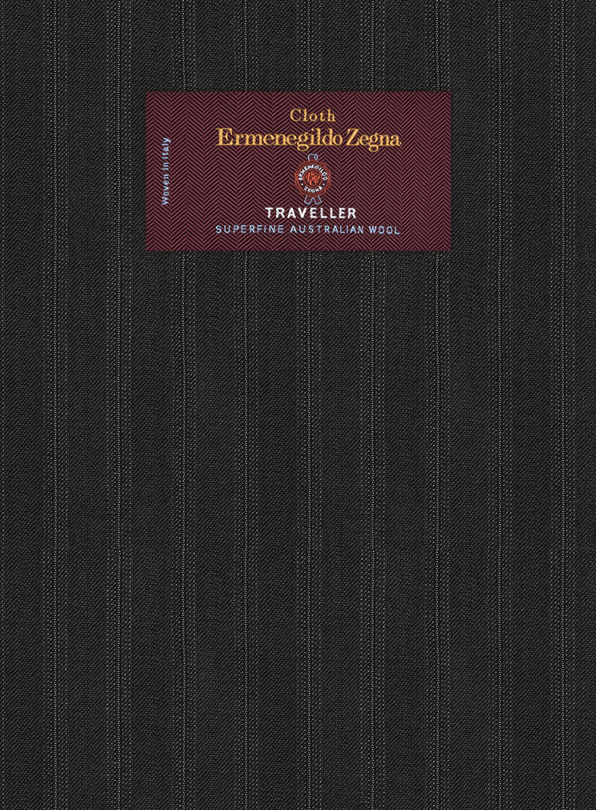 Lanificio Zegna Traveller Jaspal Black Stripe Wool Pants – StudioSuits